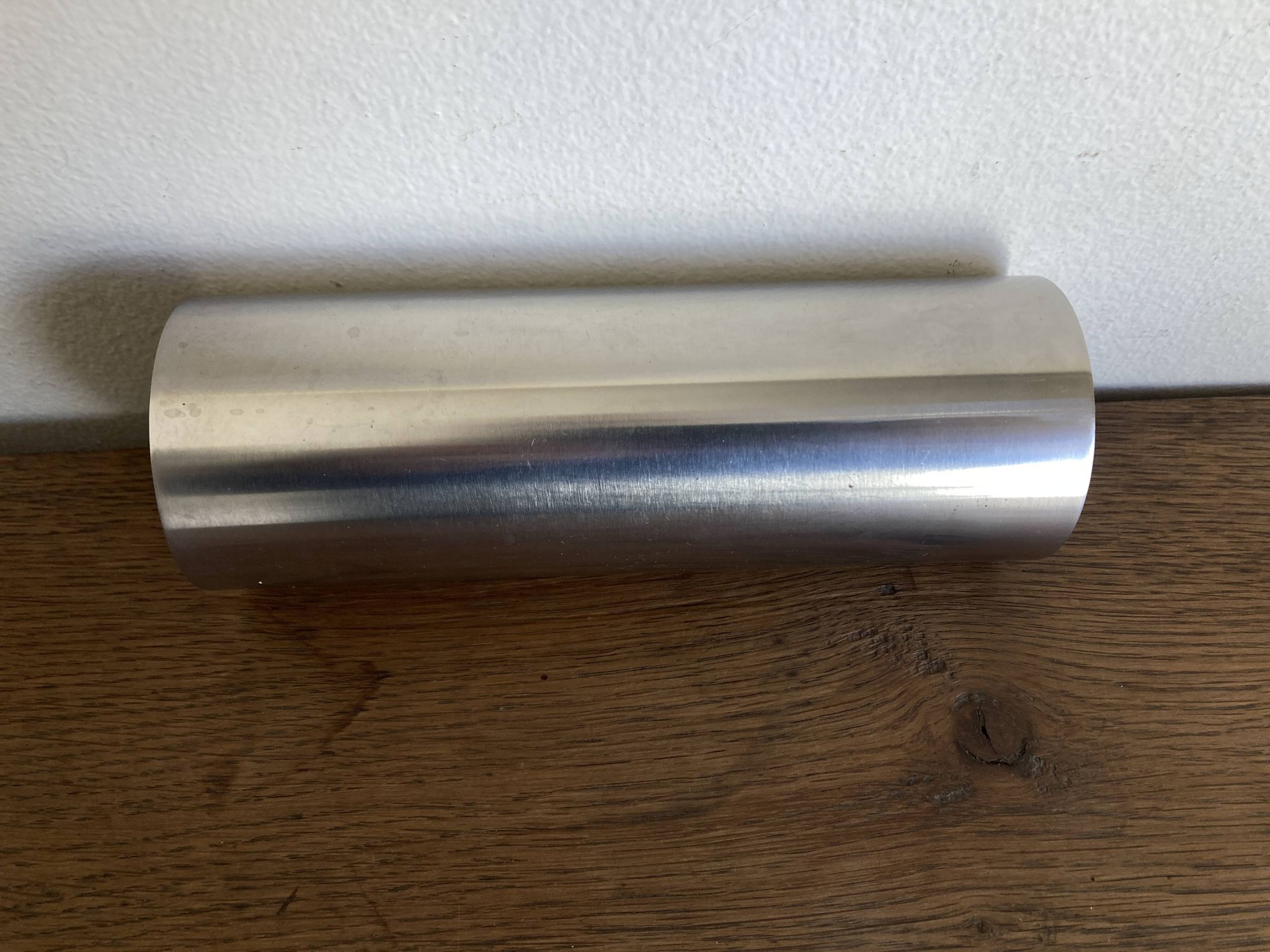 Space Age 1970s brushed steel flower vase