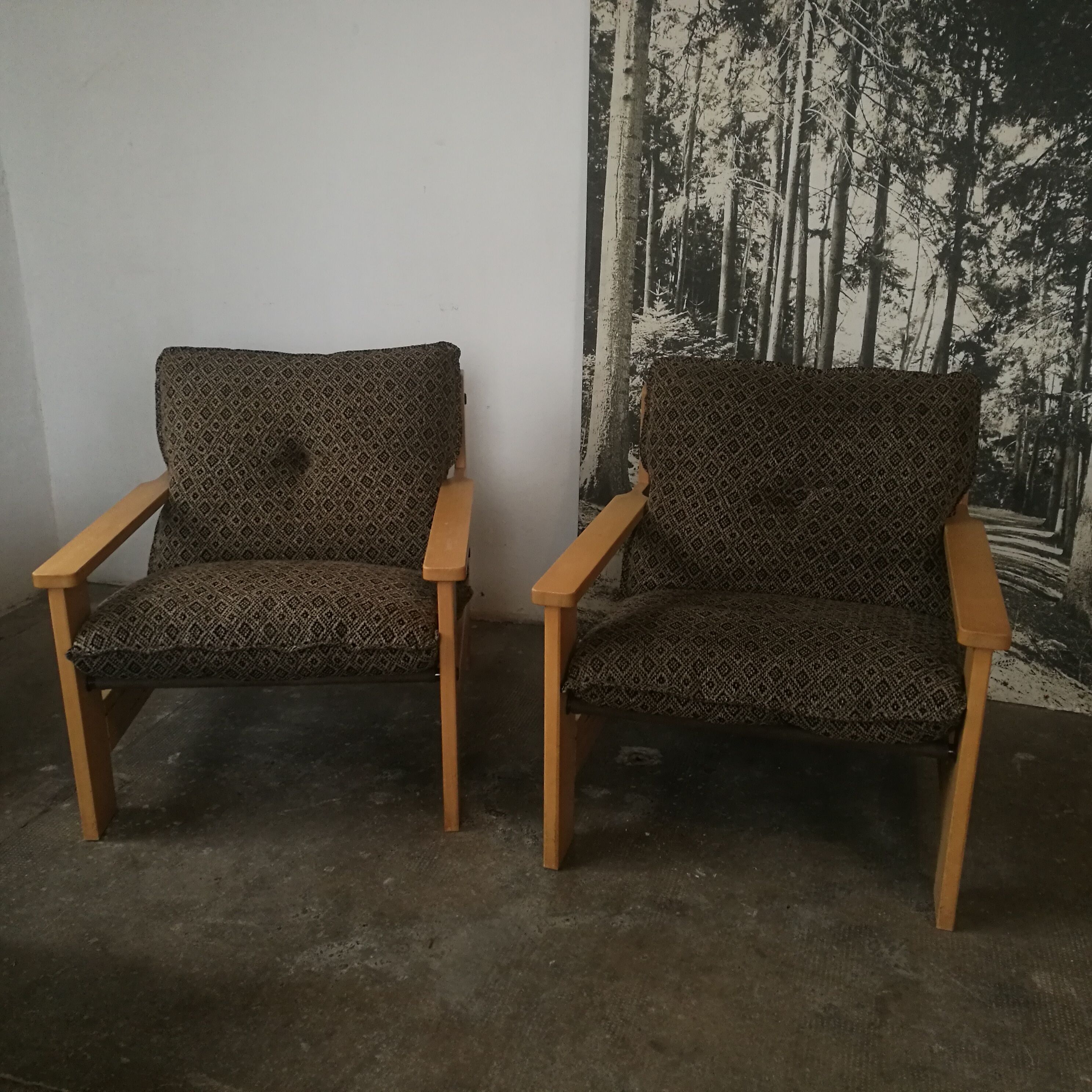 Paire de fauteuils vintage en bois