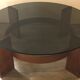 Vintage Danish teak coffee table and smoked glass
