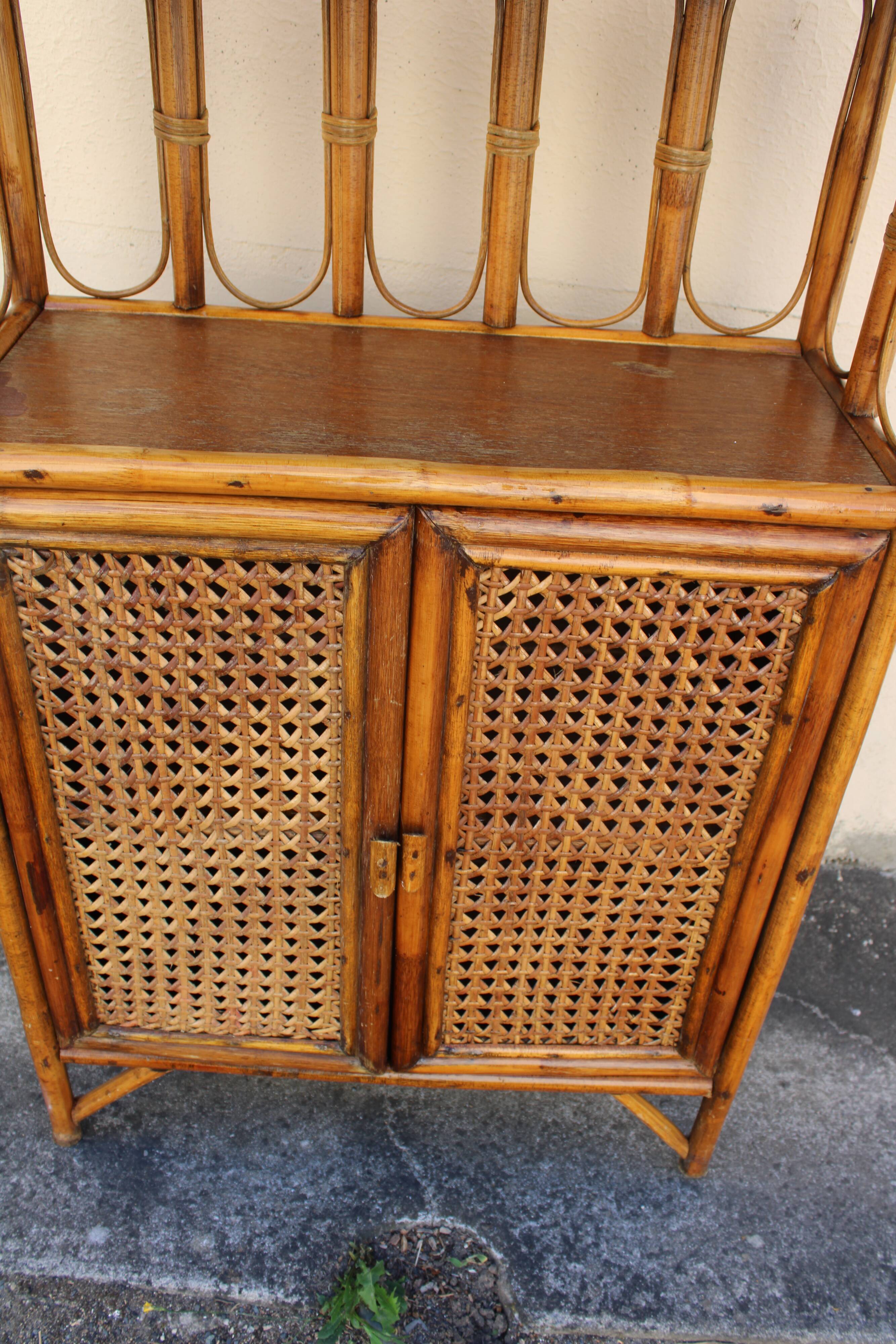 Bookcase in rattan and canning