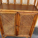 Bookcase in rattan and canning