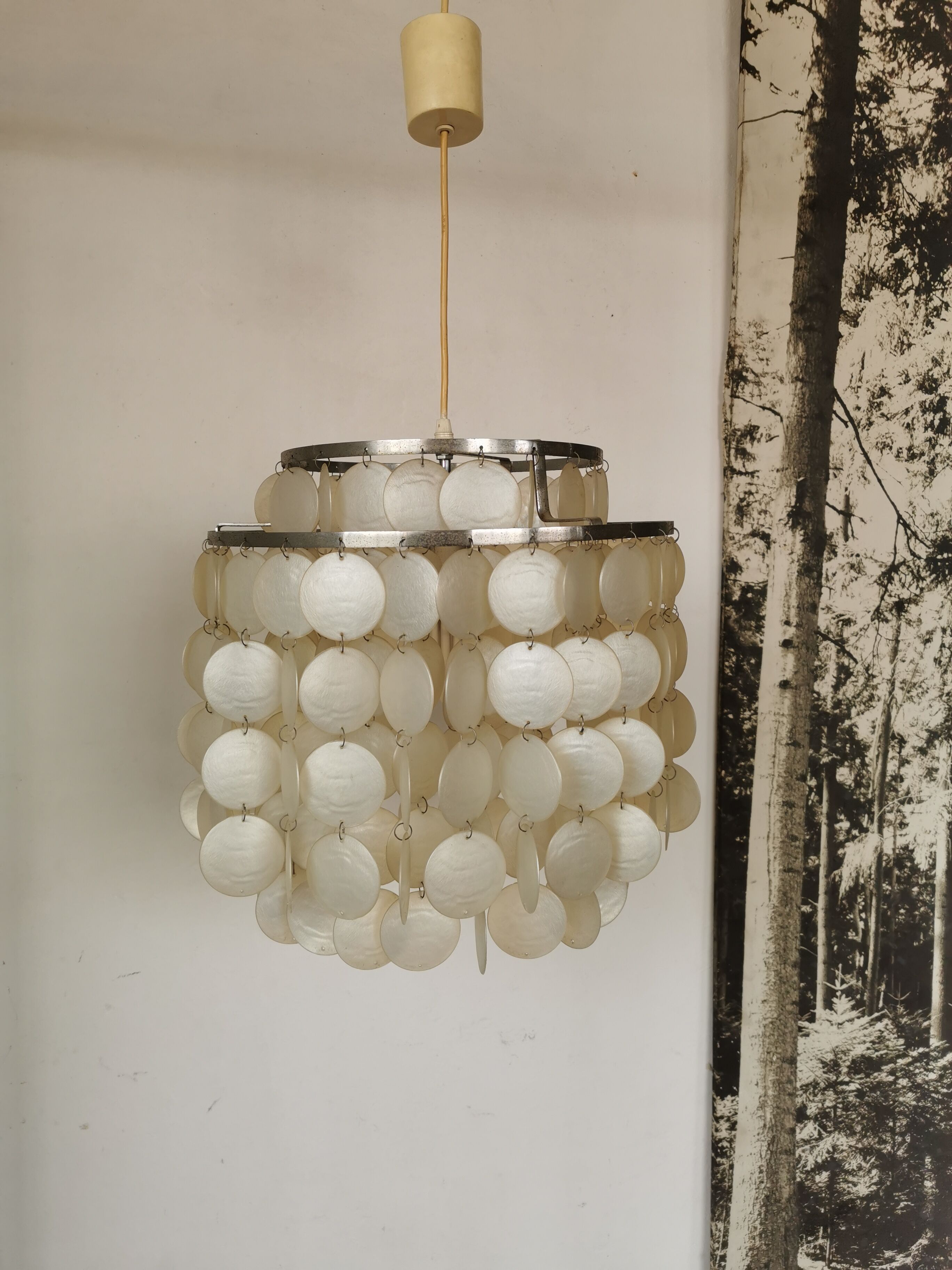 Vintage mother-of-pearl chandelier from the 70s