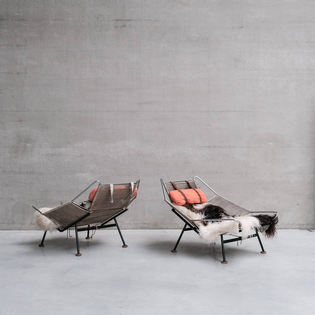 Pair of Original Hans Wegner Flag Halyard Lounge Chairs for Getama