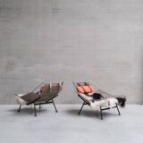 Paire de chaises longues originales Hans Wegner Flag Drisse pour Getama