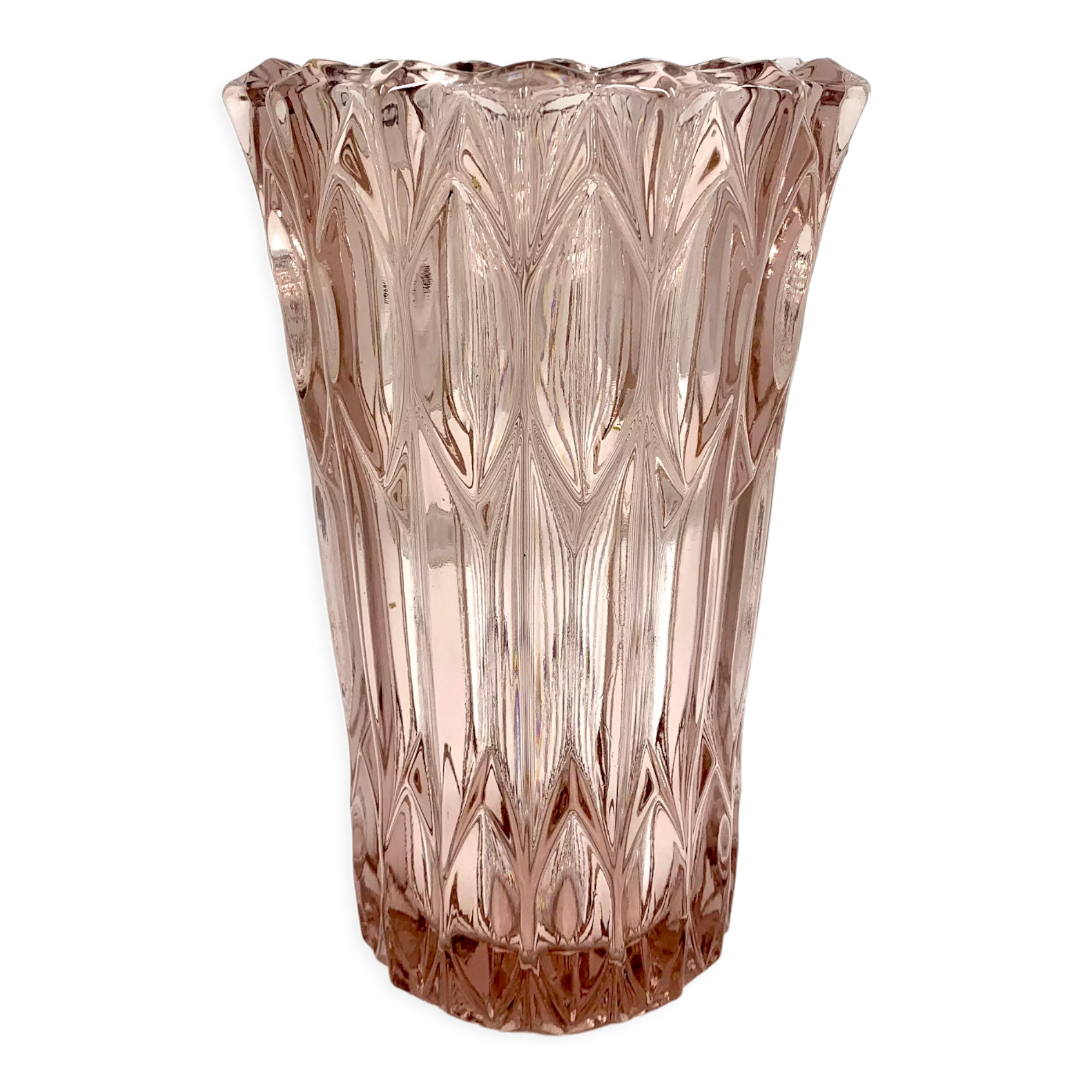 Pink crystal vase, Czech Republic, 1950s