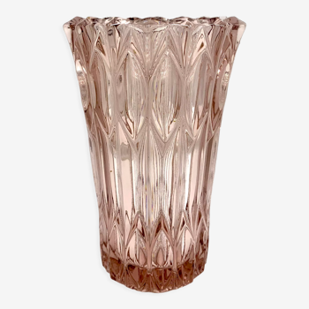 Pink crystal vase, Czech Republic, 1950s
