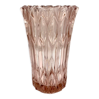 Vase en cristal rose, République tchèque, années 1950