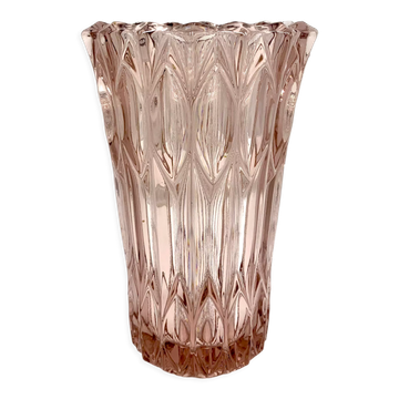 Vase en cristal rose, République tchèque, années 1950