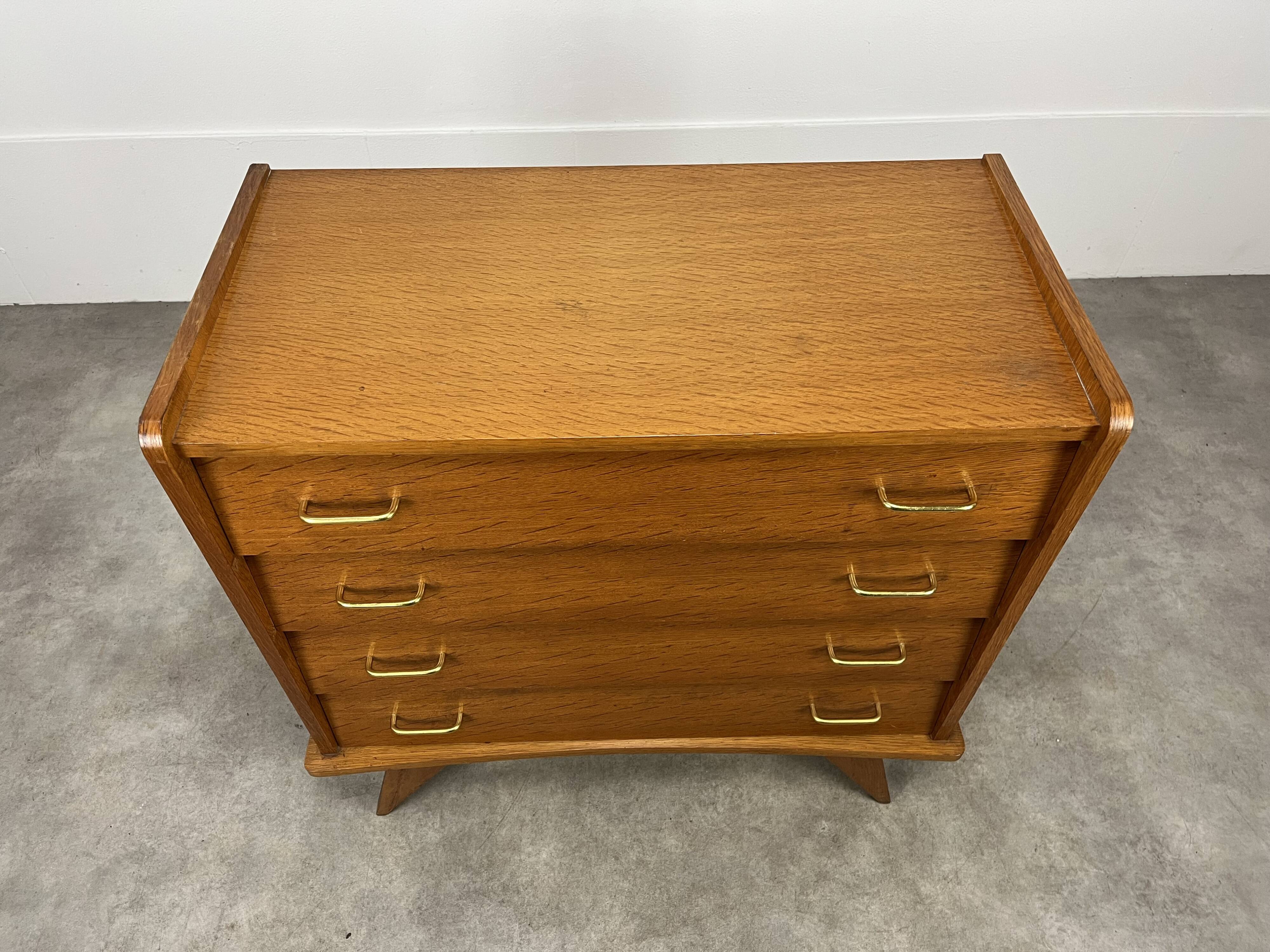 Commode pieds compas années 50 bois blond
