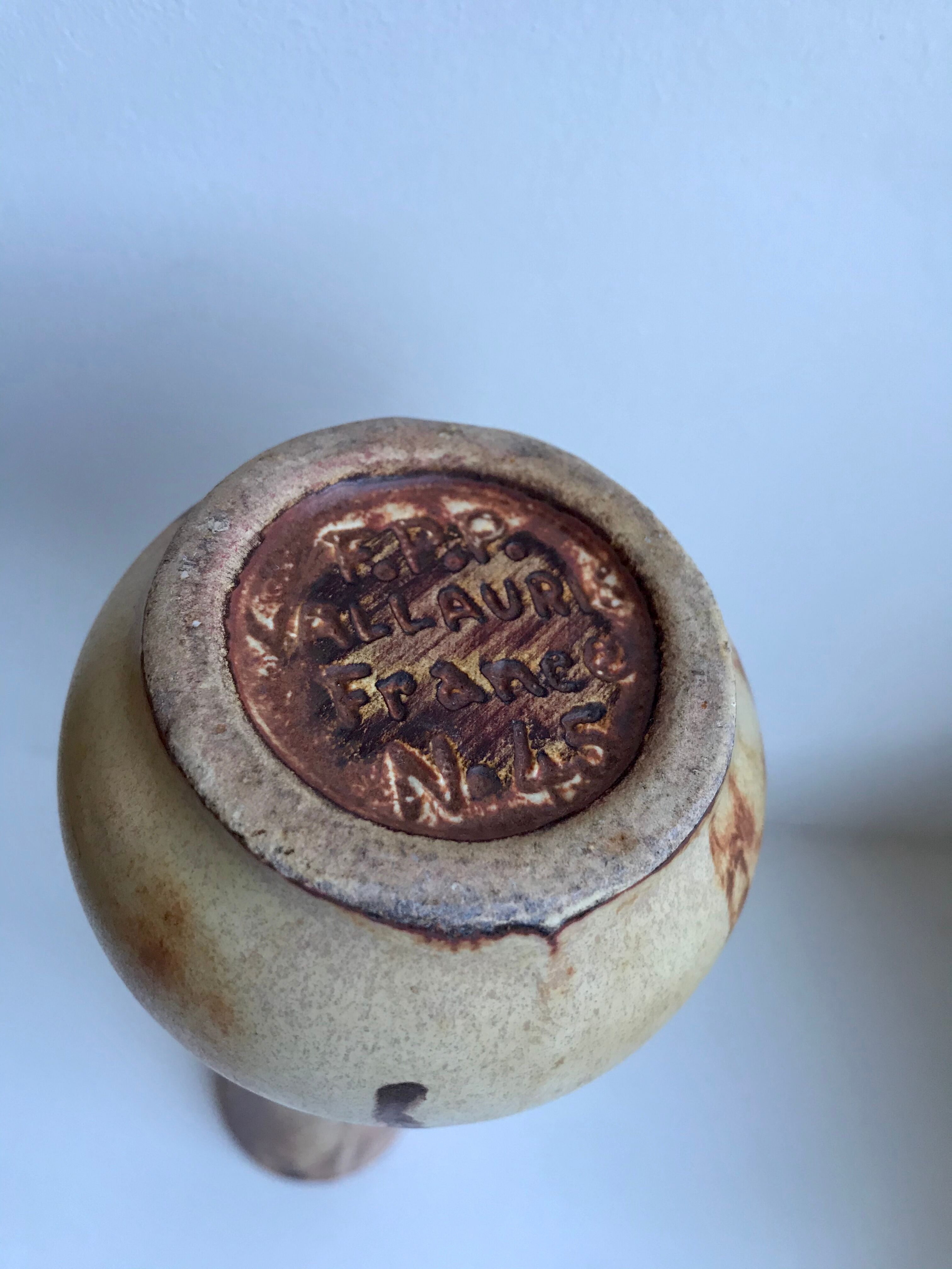 Ceramic soliflore vase signed fpp vallauris 70s