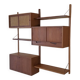 Wall-mounted teak furniture, Vintage Scandinavian 1960s
