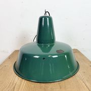 Large Industrial Green Enamel Factory Pendant Lamp, 1960s