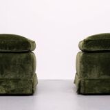 Pair Green Velvet stools 1970s France