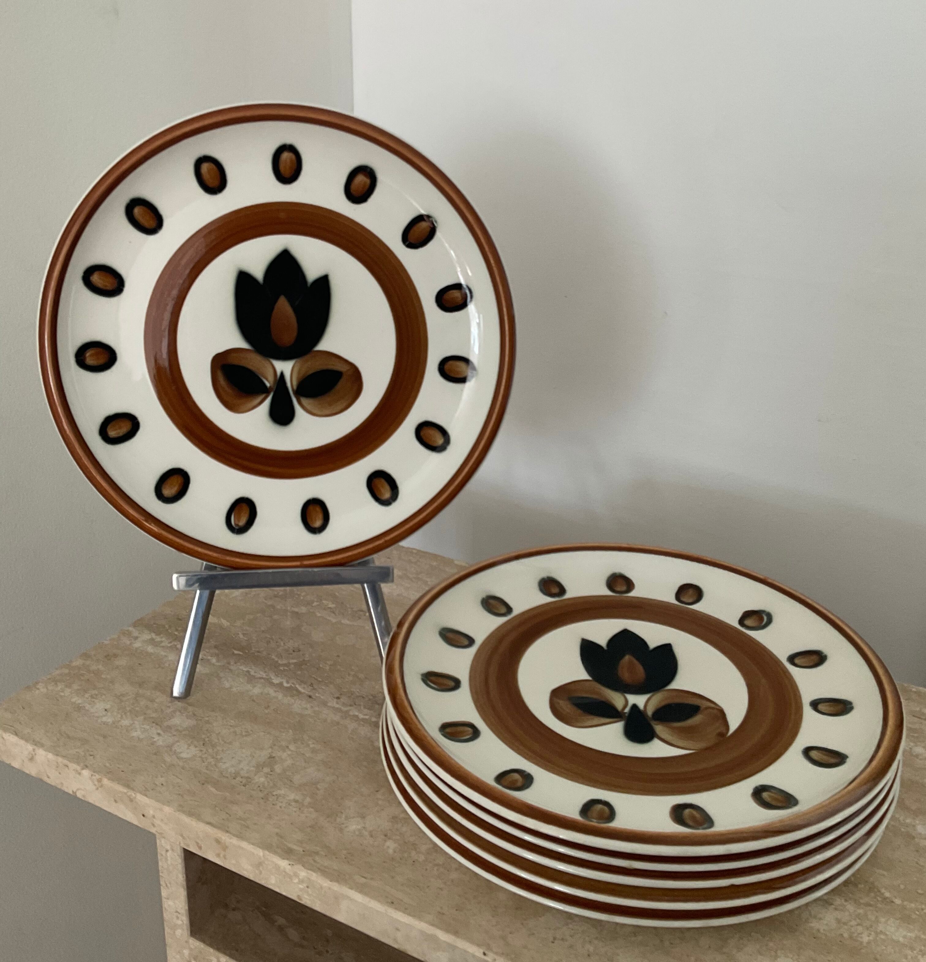 Series of 6 plates Boch model Kimono 60s