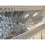 Venetian Rectangular Gold Floreal Hand-Carving Mirror in Murano Glass Style