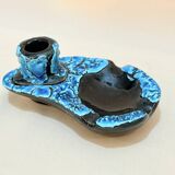 Candle holder ashtray blue fat lava glacier enamels cyclops ceramic pottery Annecy