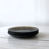 Lot 5 glass plates Arcoroc France smoked pattern flower crocus vintage CANTERBURY