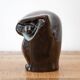 Vintage Dark Ceramic Owl Figurine: Hand Made Glazed Pottery, Bird Design