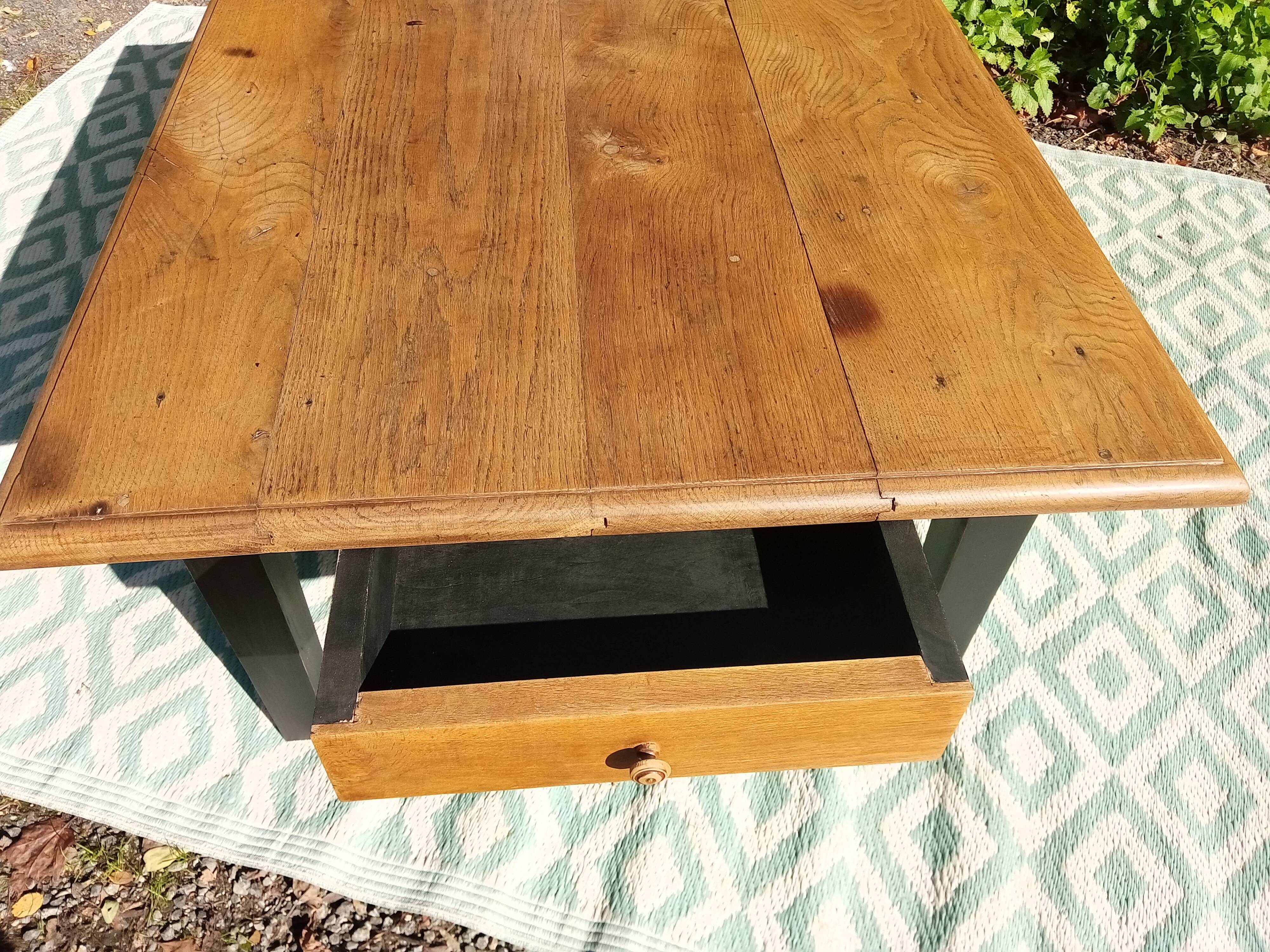 Low farmhouse table in solid oak