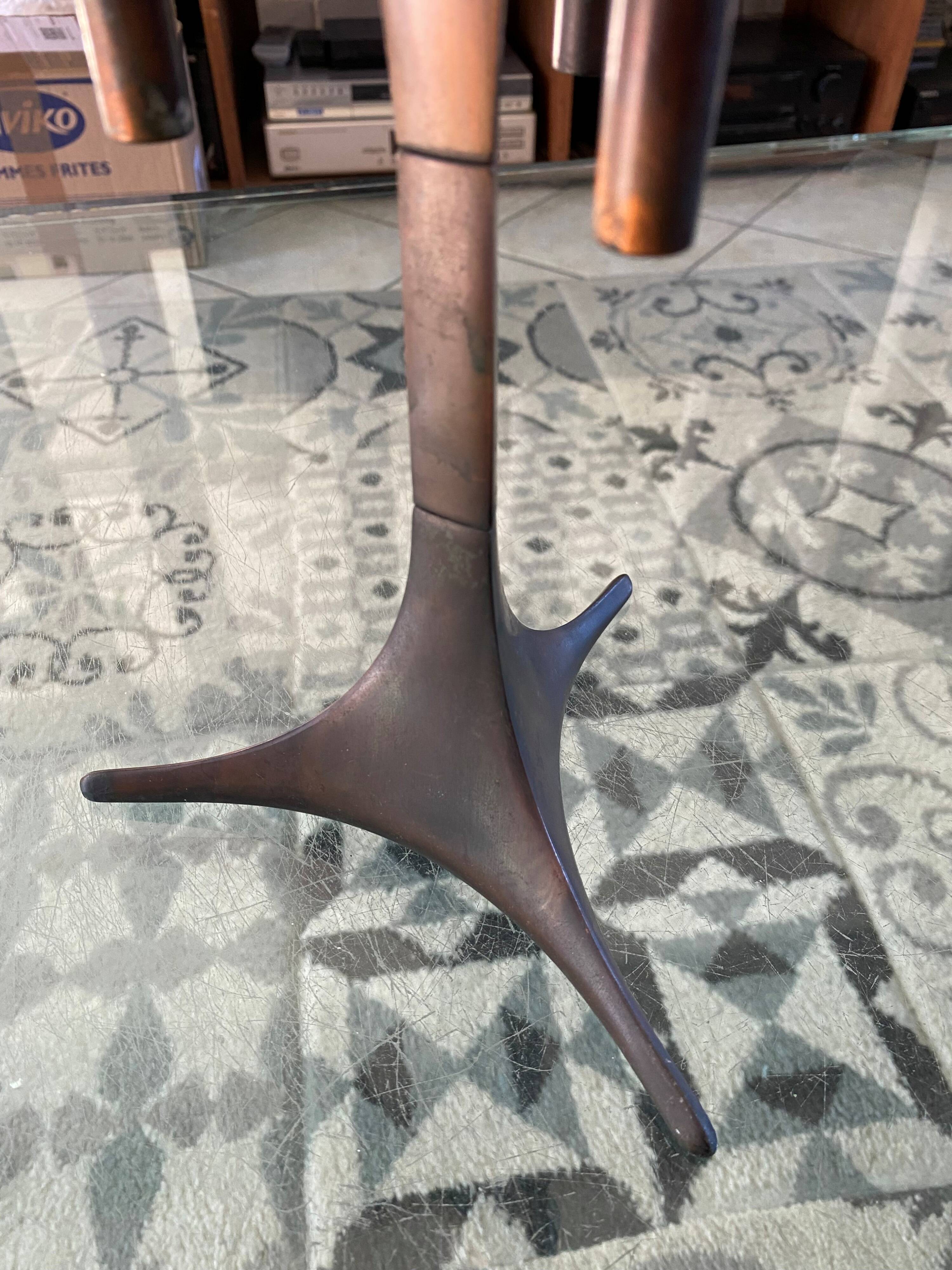 Base for candlesticks + 2 modular candlesticks NAGEL copper brown 1970