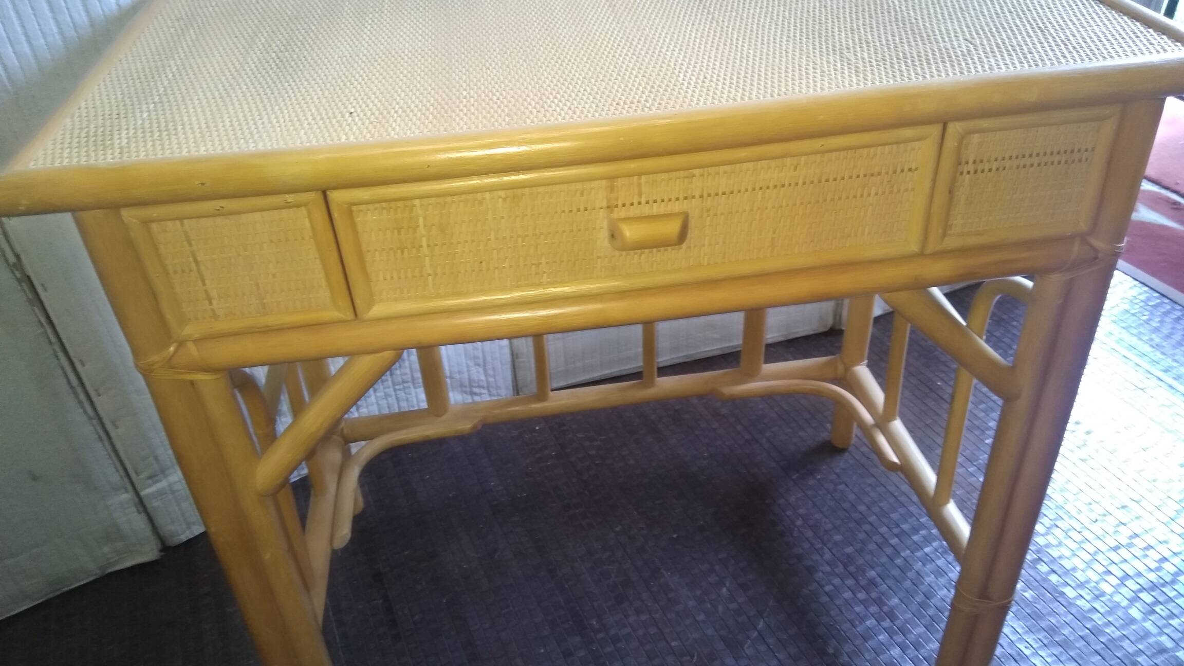 Rattan and bamboo desk or console