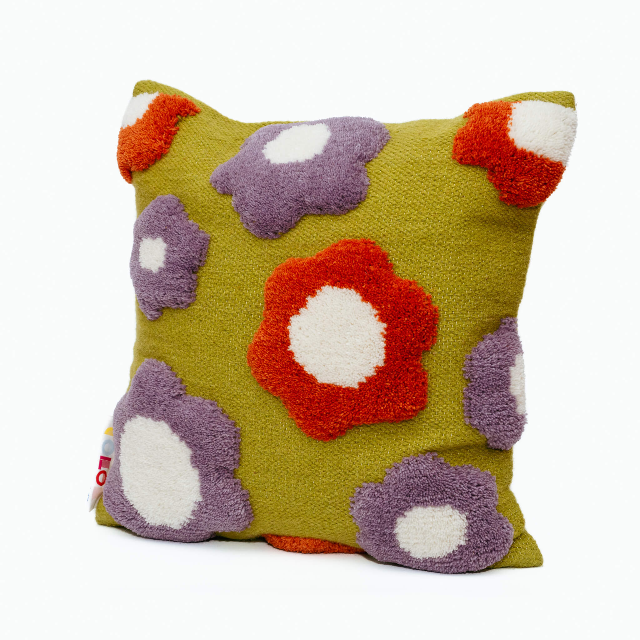 Handmade wool cushion cover purple flower 45 x 45 cm