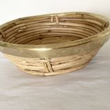 Rattan and gilded brass basket