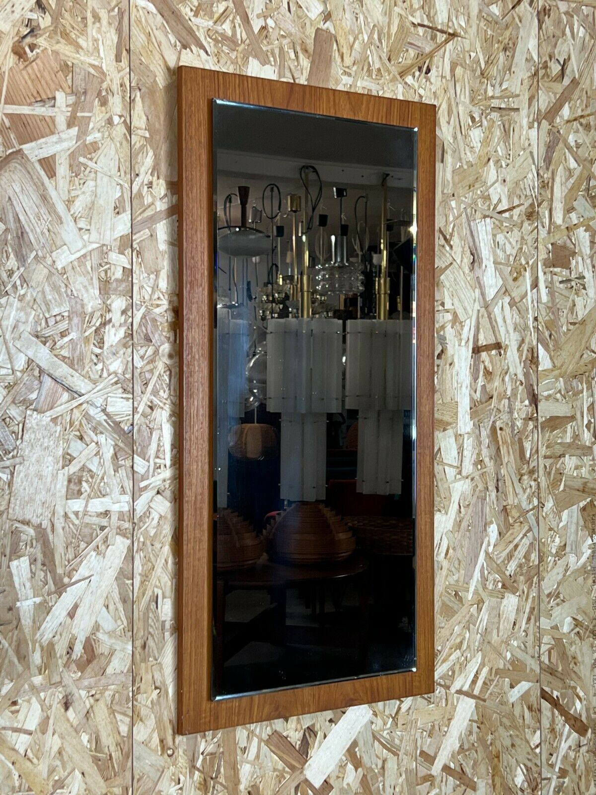 60s 70s teak mirror 77x37cm