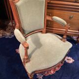 18th century Louis XVI green velvet cabriolet armchair