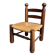 Low brutalist chair in dark wood and straw n°1