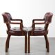 Set of two dark brown cowhide leather Chesterfield dining/side chairs