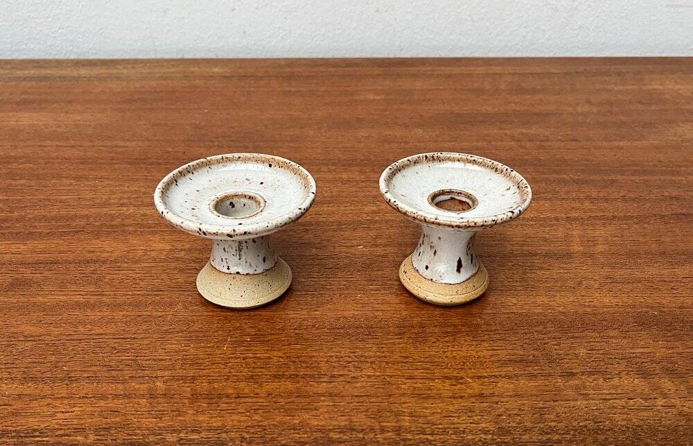 Mid-century Danish studio ceramic candle holders, 1960s, set of 2.