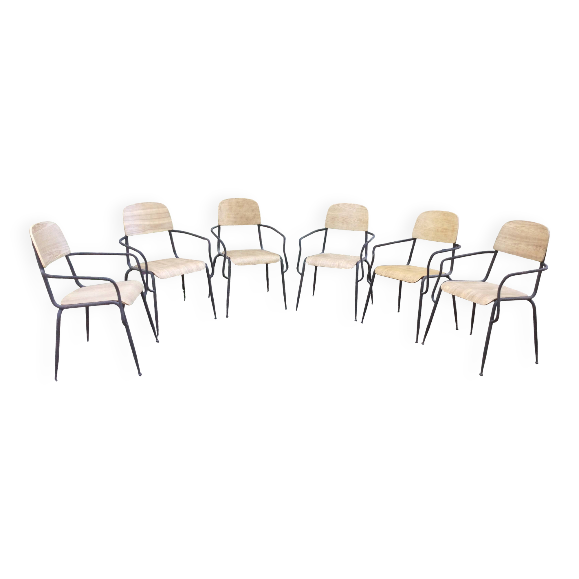 Lot de 6 chaises bois et fer