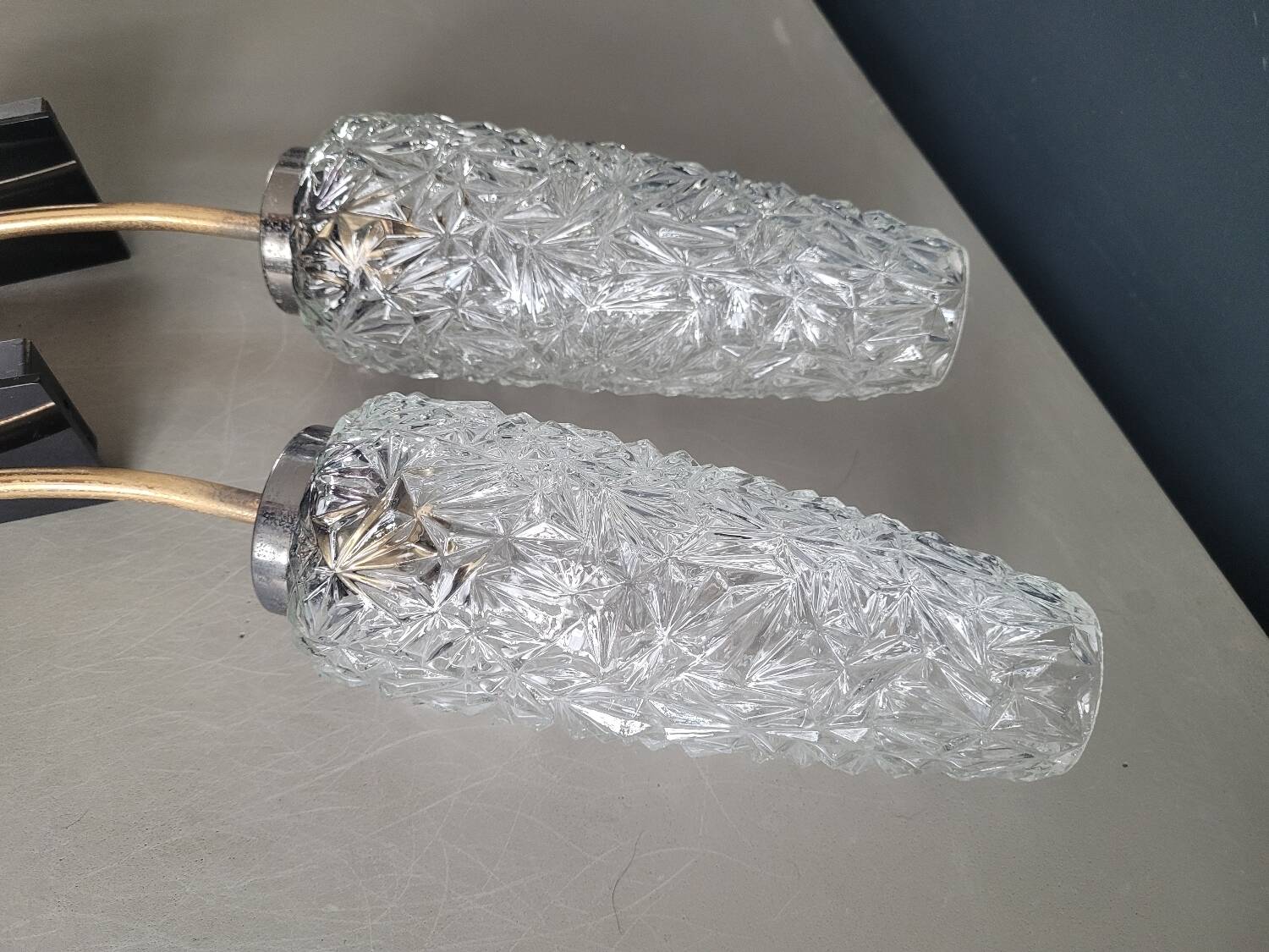 Pair of vintage molded glass wall sconces