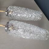 Pair of vintage molded glass wall sconces
