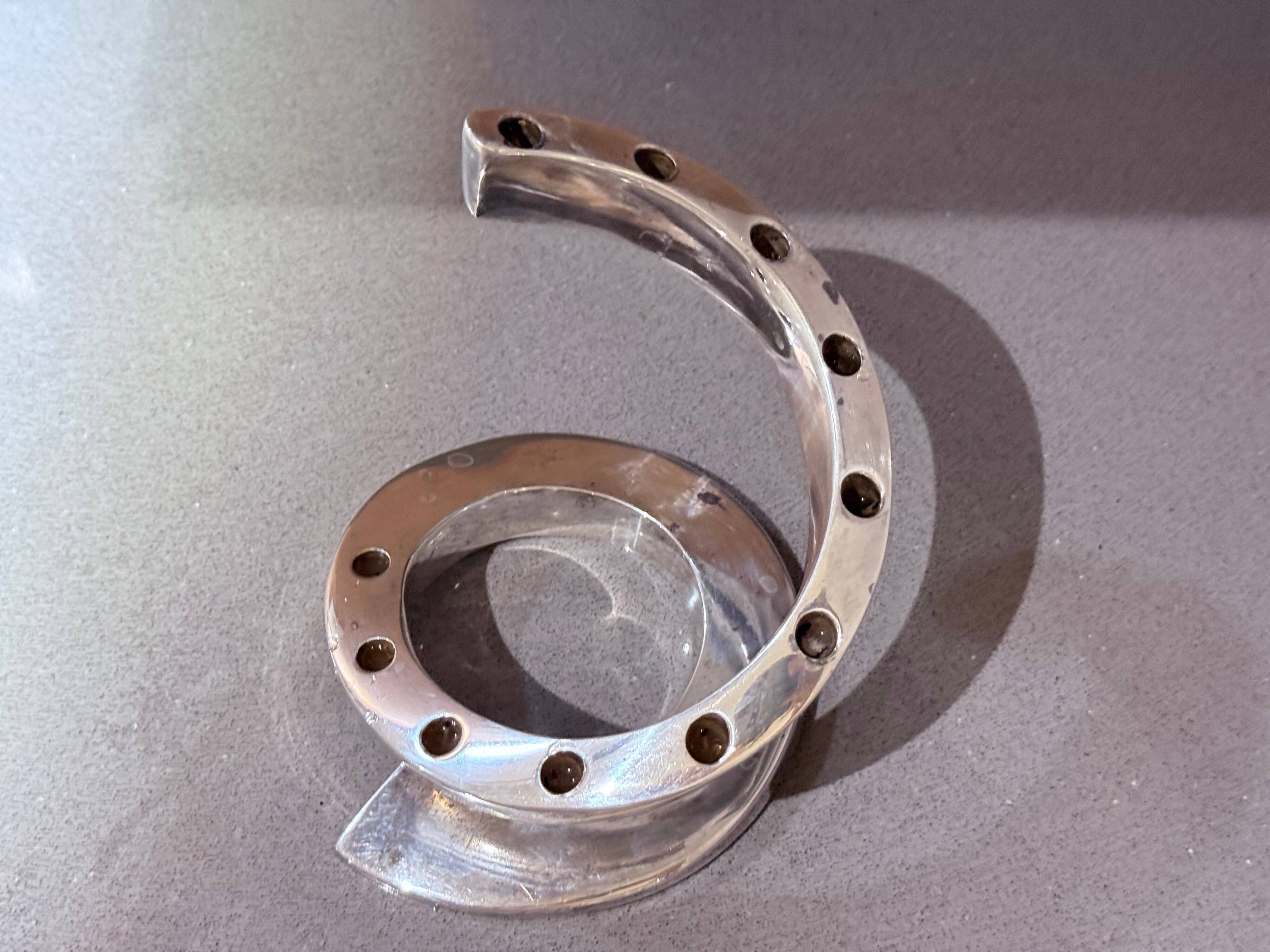 Vintage Silver Plated Horseshoe Candle Holder Equestrian Home Interior Accent