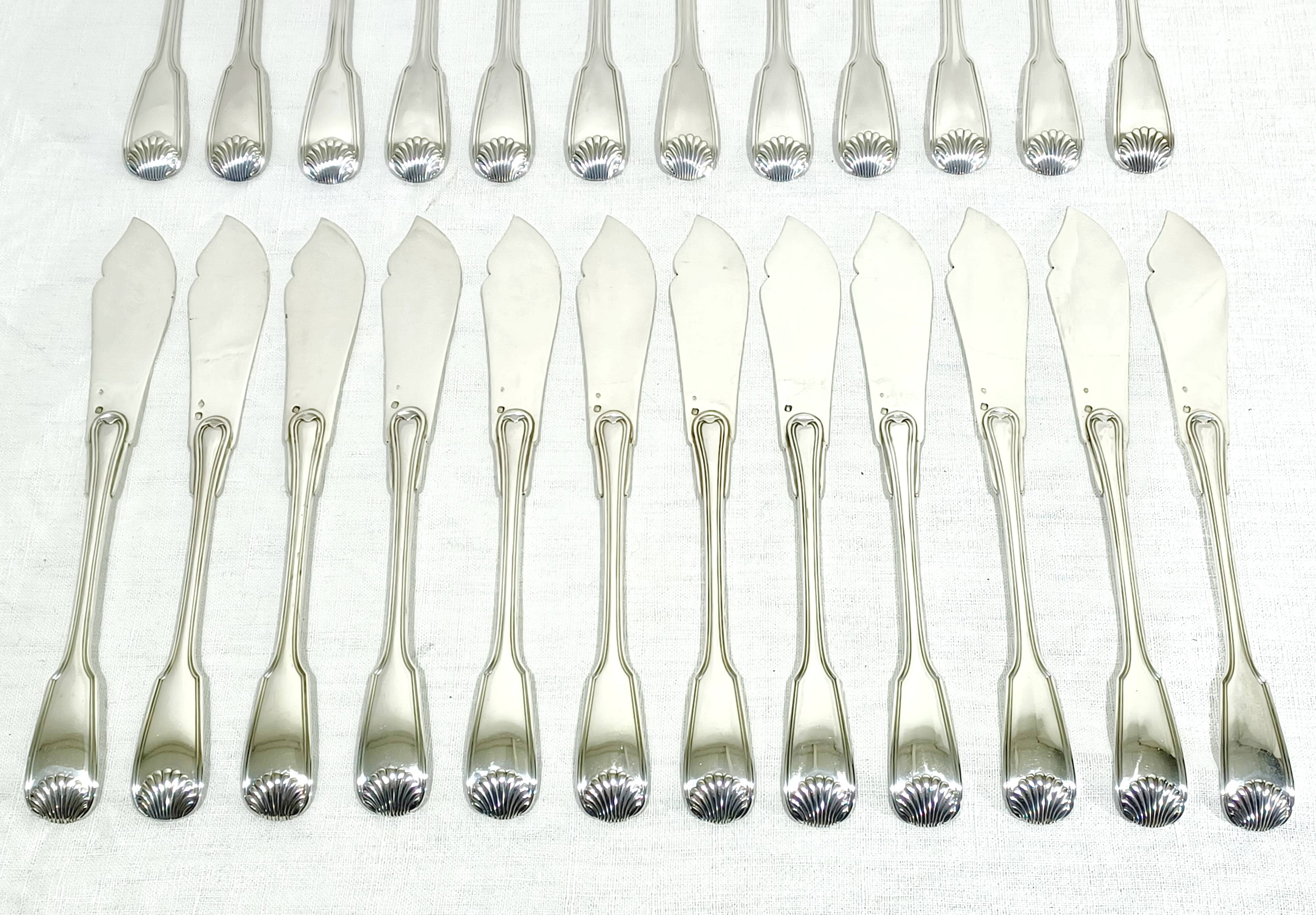 Emile Puiforcat – 12 solid silver fish cutlery sets