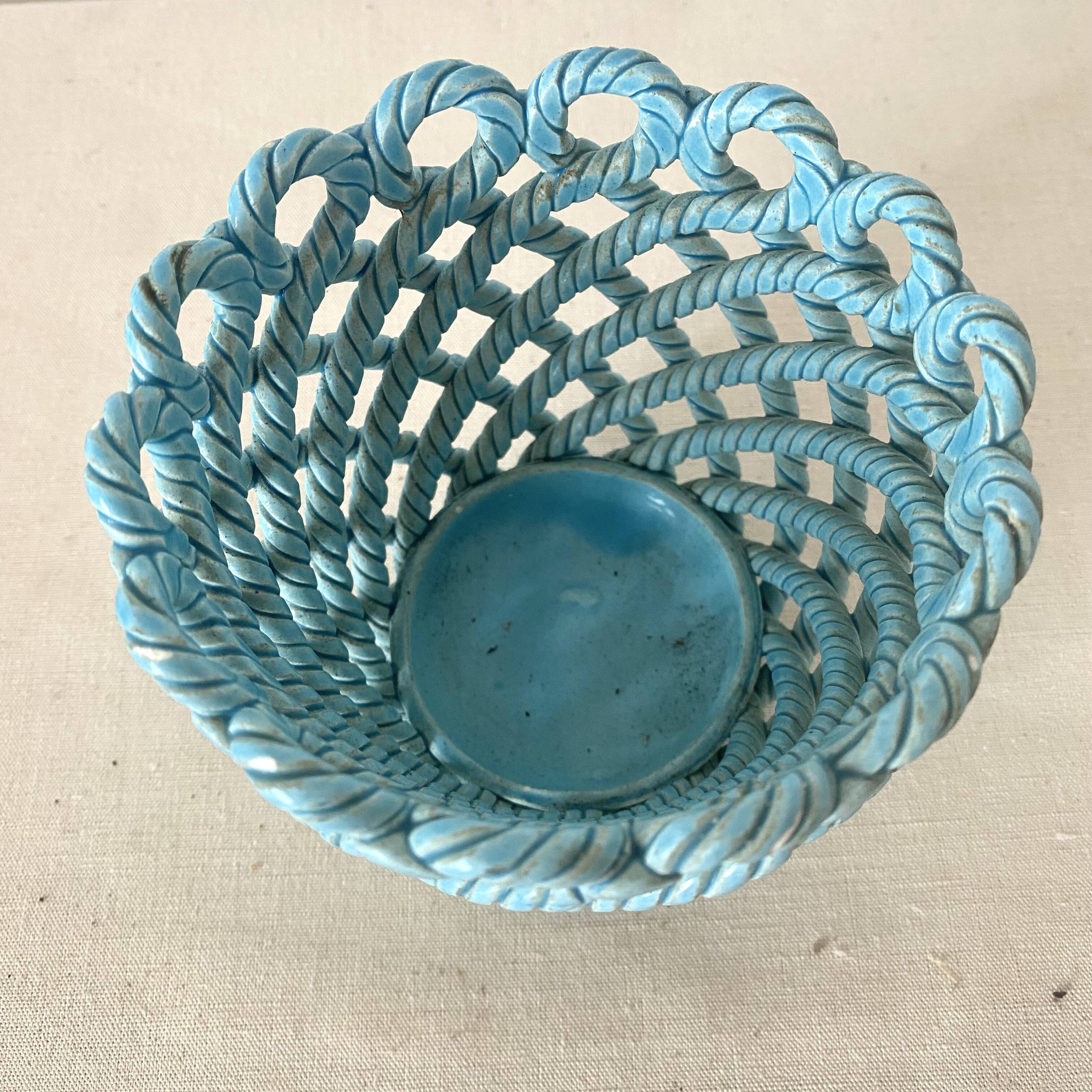 1960s woven ceramic planter