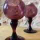 Duo of purple tinted bubbled glass cups
