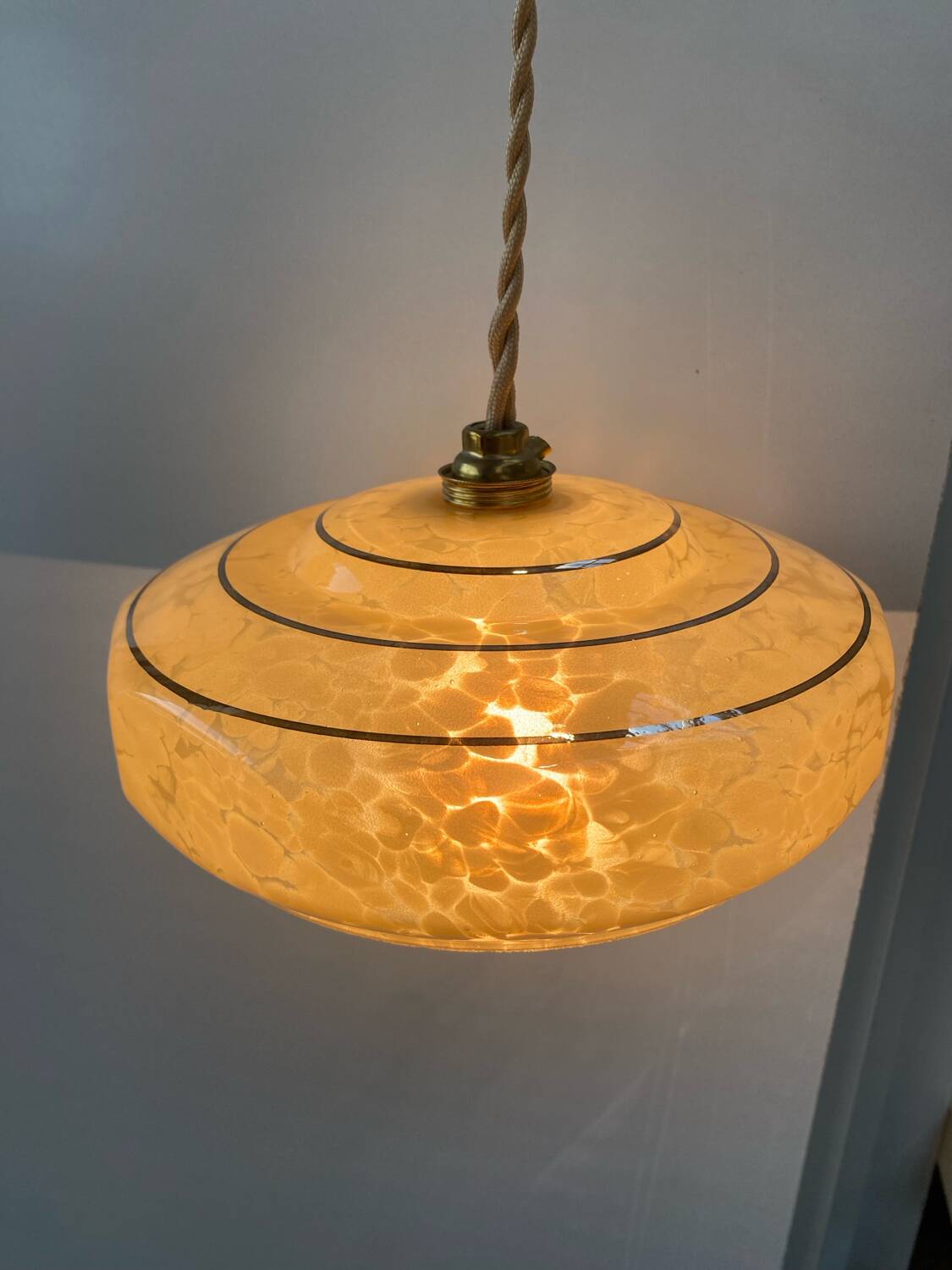 Pair of art deco pendant lights in Clichy glass