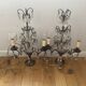 Pair of vintage bronze crystal chandeliers
