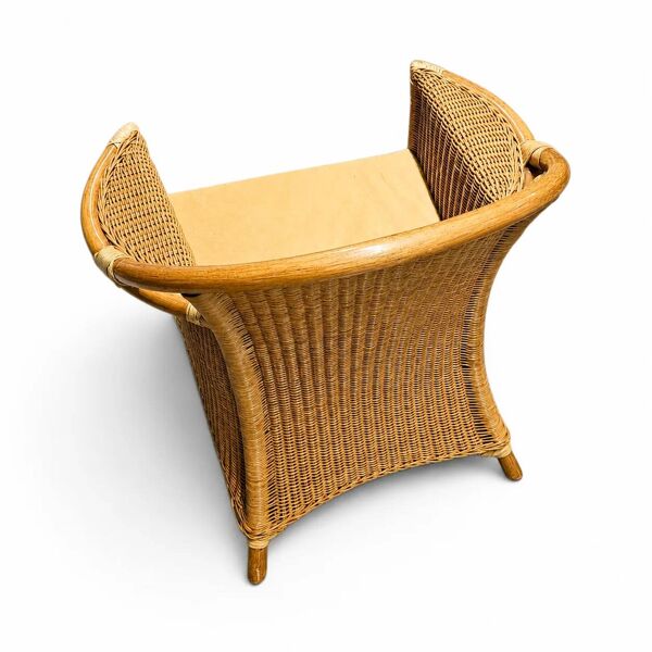 2 chaises de patio en osier et bambou / années 1980 / suédine / alcantara