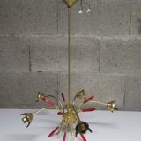 Lustre 5 branches style maison arlus lunel, 1950