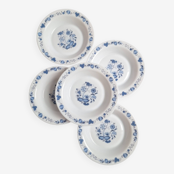 Arcopal blue vintage soup plates