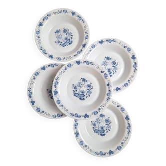 Arcopal blue vintage soup plates