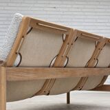 1970s, renovated Danish 3-seater sofa, solid oak wood.