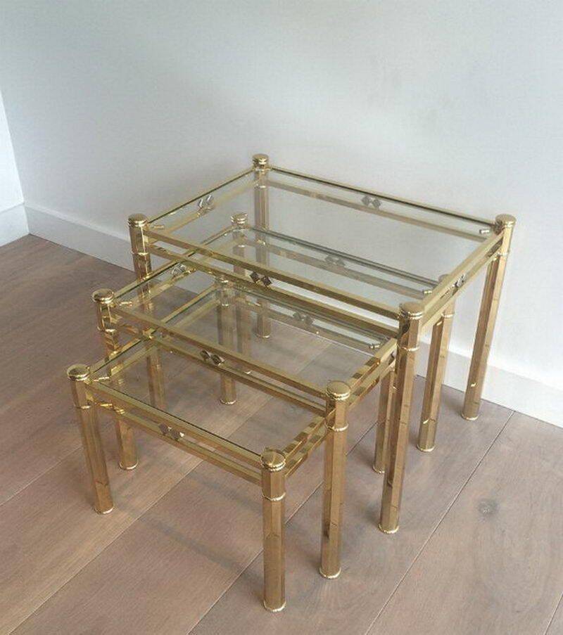 Set of 3 nesting brass tables