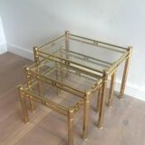 Set of 3 nesting brass tables