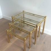Set of 3 nesting brass tables