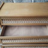 Vintage chest of drawers in rattan compass feet
